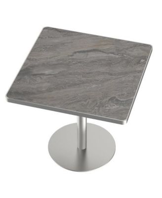 31.5 Inch Modern Snow Mountain Stone Dining Table, Square Tulip Table with Aluminum Alloy Trim and Steel Base