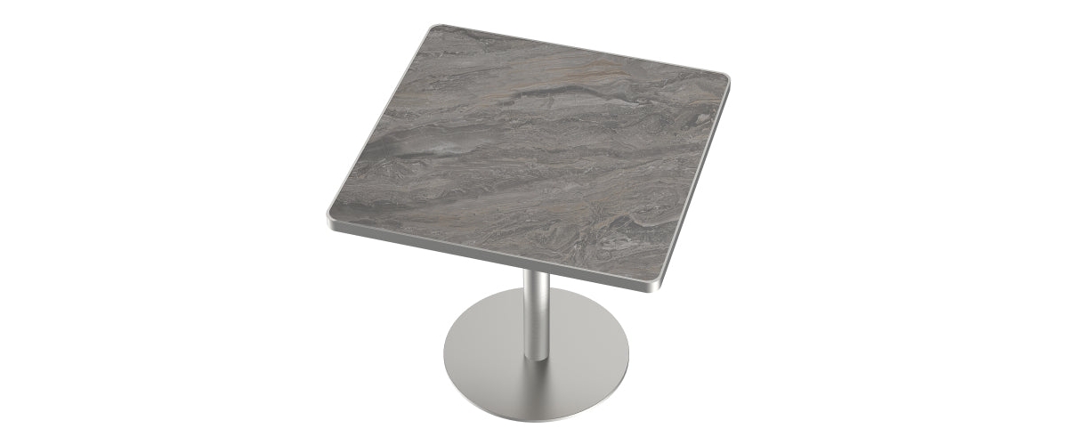 Flynama 31.5 Inch Modern Snow Mountain Stone Dining Table, Square Tulip Table with Aluminum Alloy Trim and Steel Base