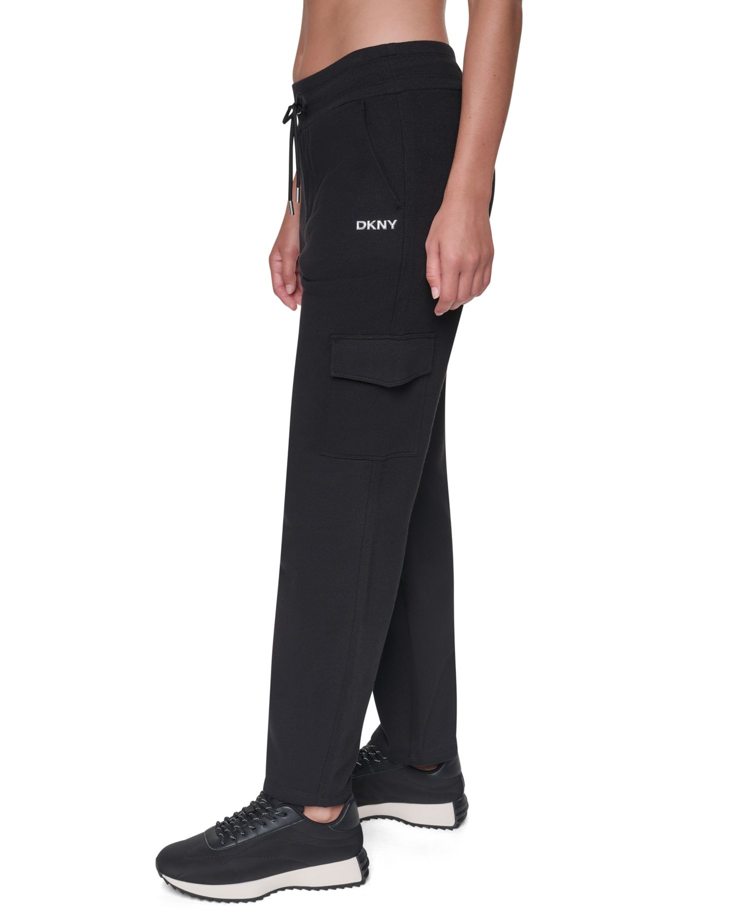 Women's Metallic Bubble Logo Mid-Rise Tapered Leg Cargo Pants