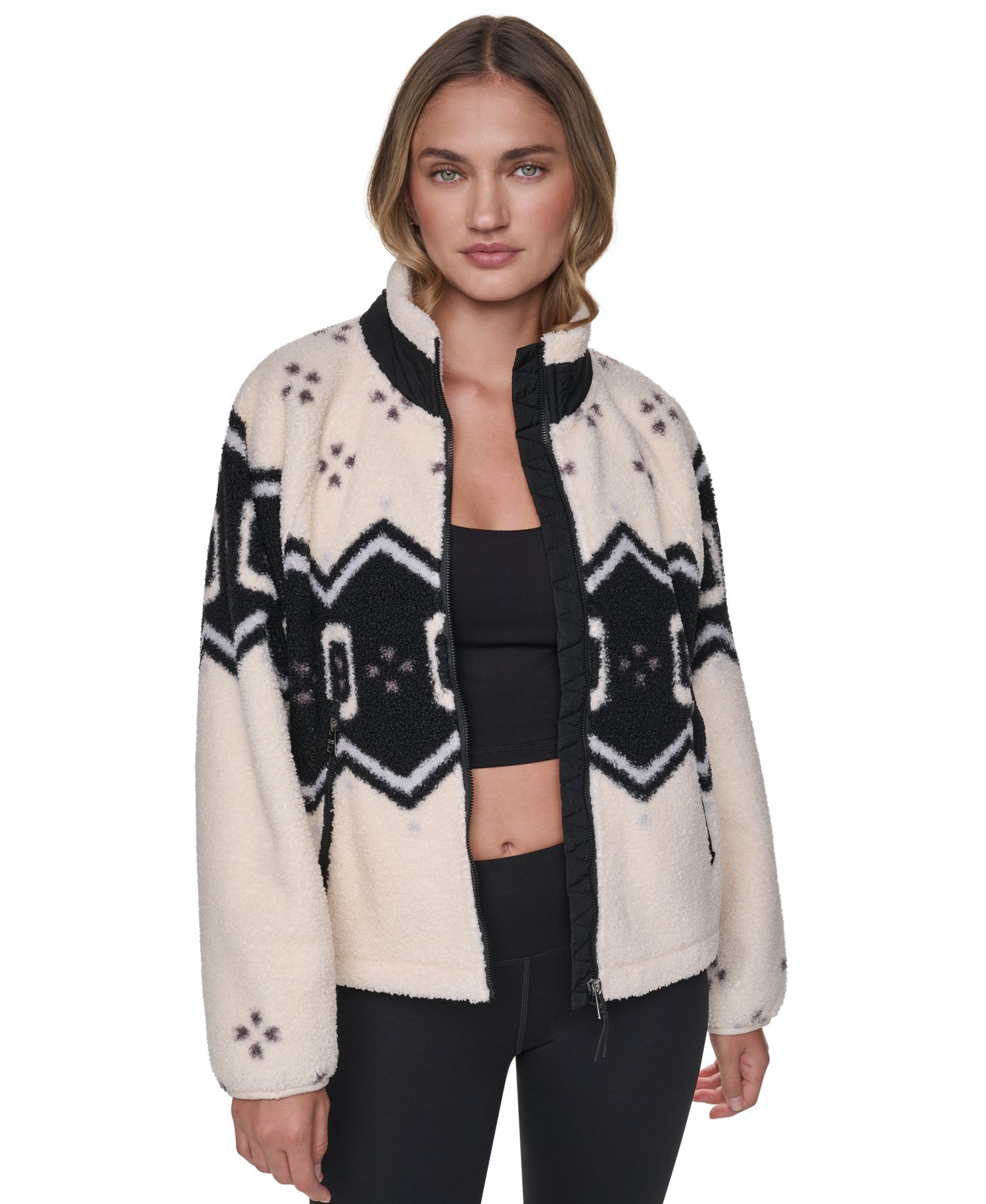 Women's Beacon Sherpa Placement-Print Mock Neck Jacket