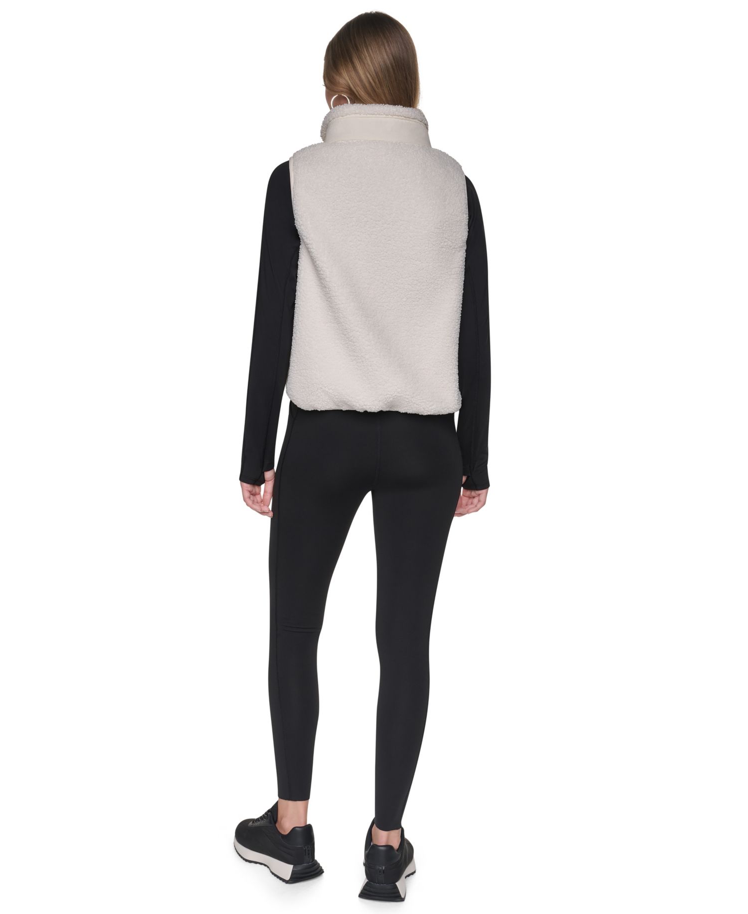 Women's Sherpa Mock-Neck Jacket with Woven Piecing