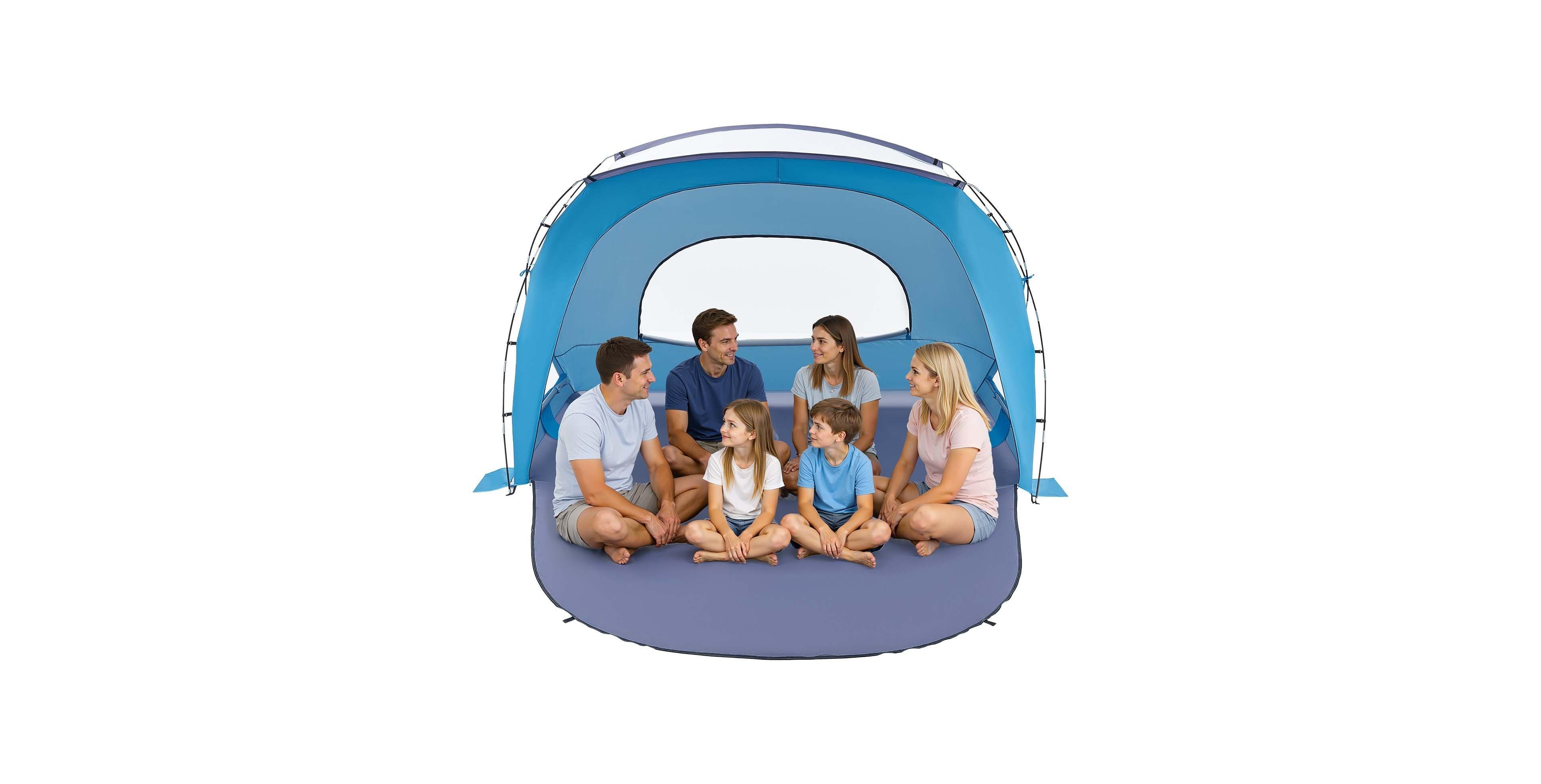Mecale 6-Person Beach Tent Sun Shelter with Upf 50+ Protection