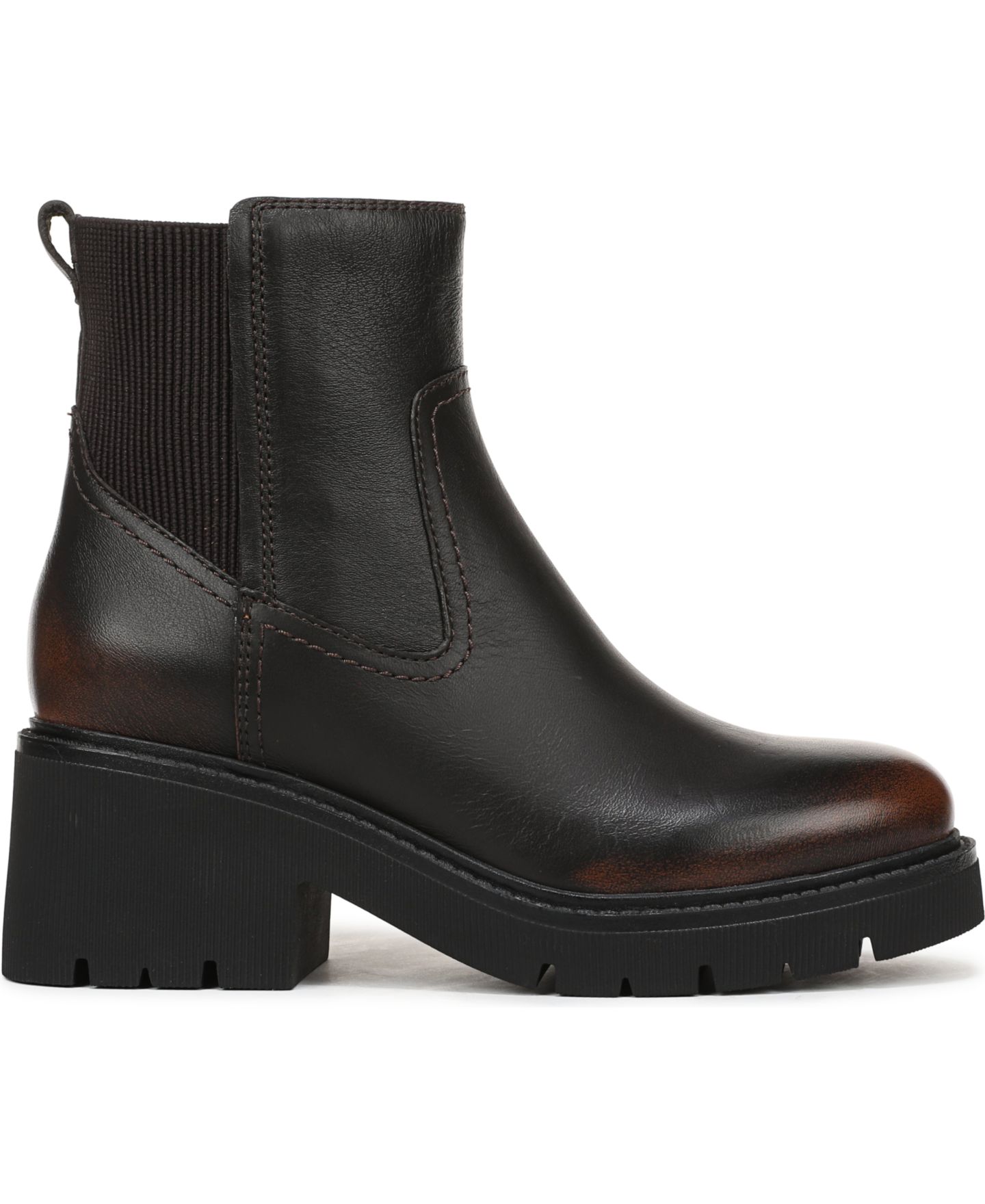 Женские ботинки Naturalizer Juni Lug Sole Block Heel Chelsea, цвет: Чёрный / Коричневый кожаный — фото 2