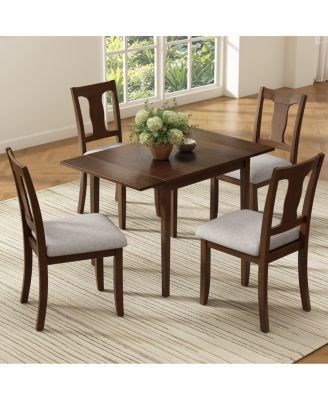 5-Piece Drop Leaf Space-Saving Dining Table Set