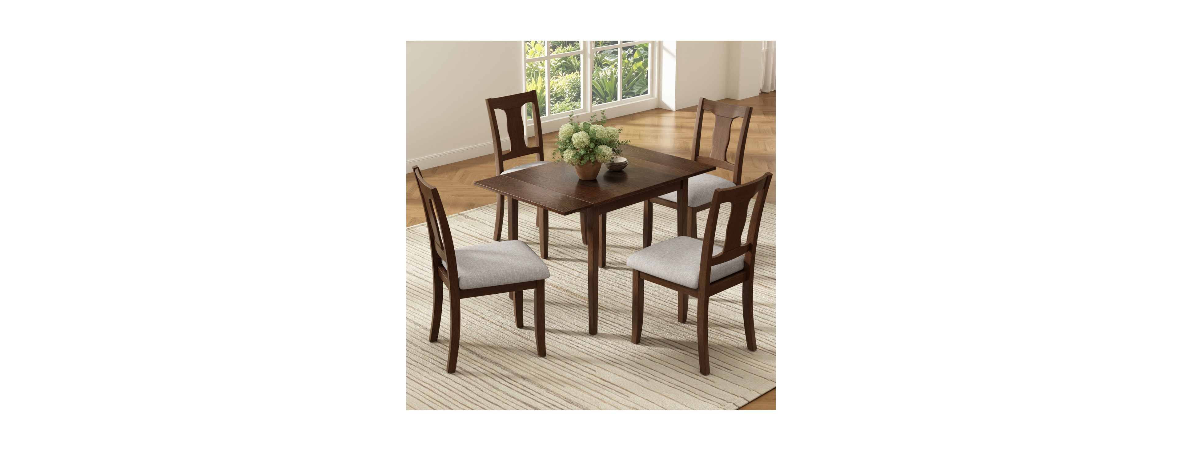 Streamdale Furniture 5-Piece Drop Leaf Space-Saving Dining Table Set