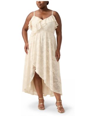 Plus Size Lace High-Low Ruffle Maxi Dress