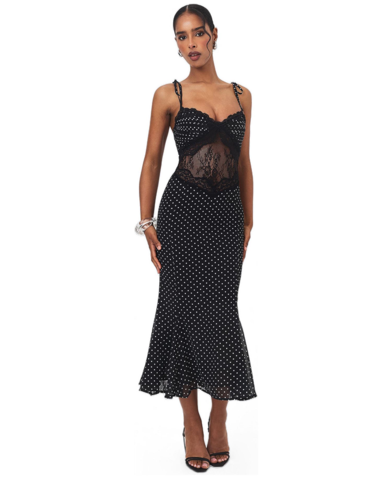 Women's Zehra Polka-Dot Lace Cutout Midi Dress
