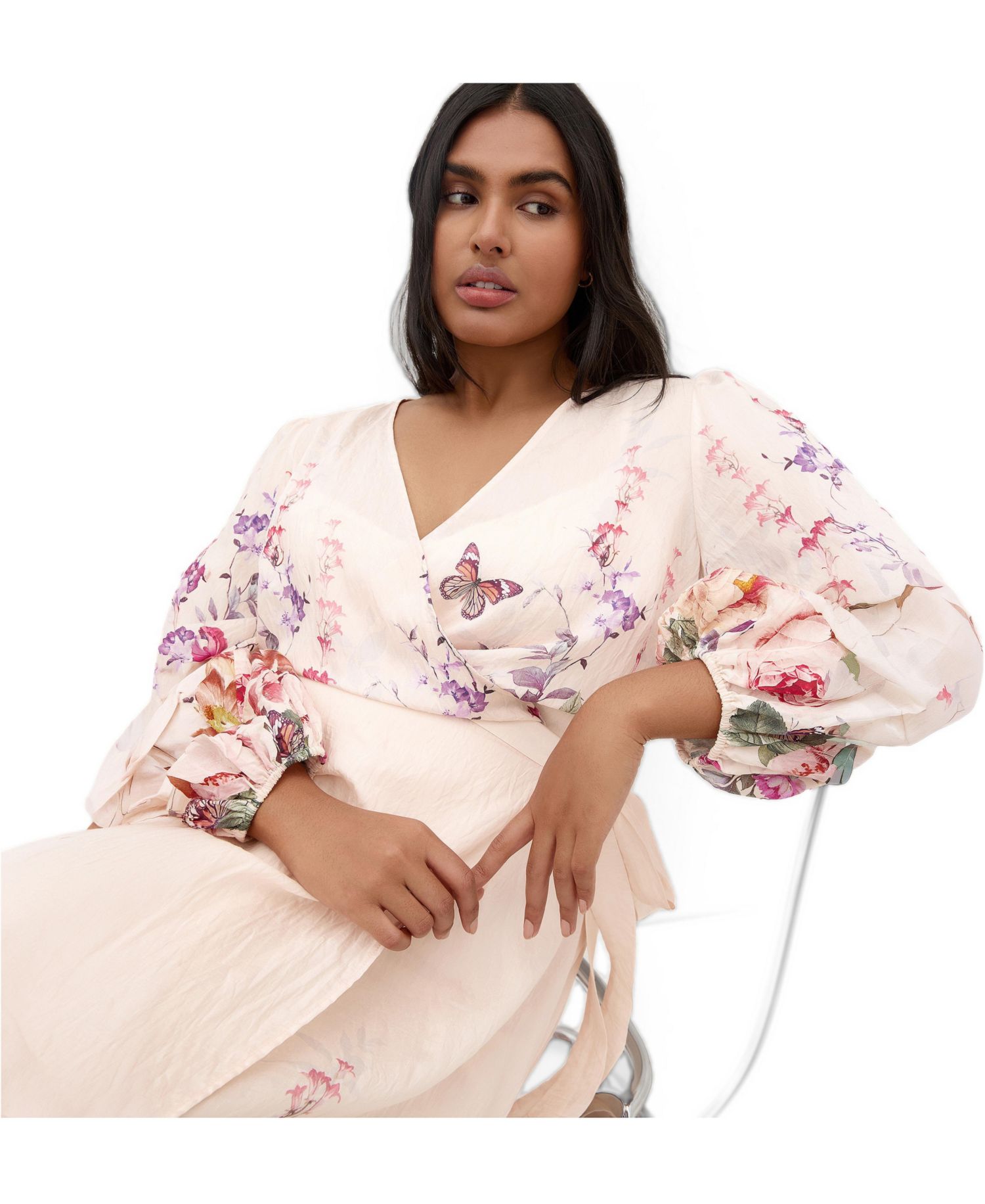 Women's Plus Size Anastasia Garden Print Wrap Maxi Dress