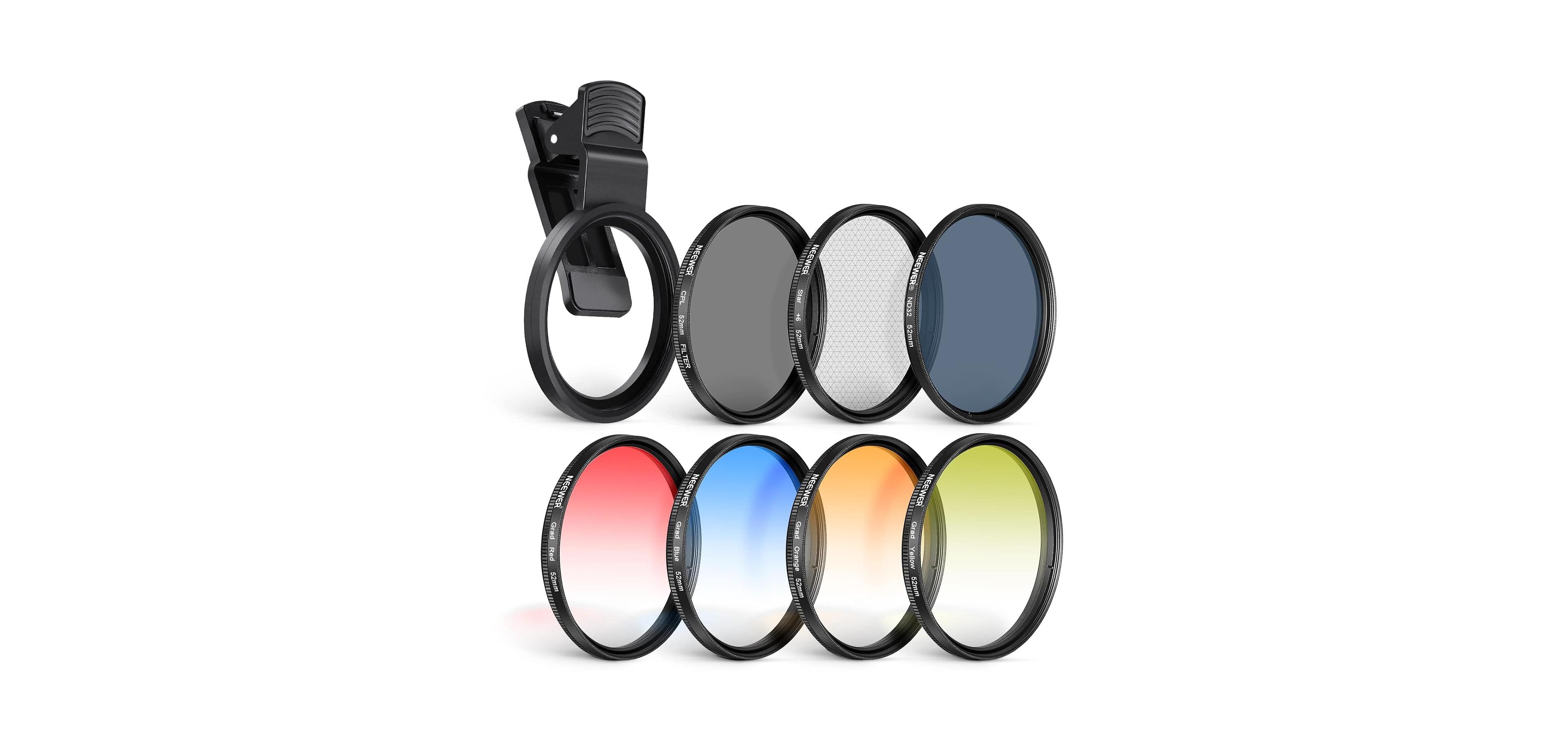 Lamicall 52mm Graduated-Color Camera Filter Set for Phones and DSLRs