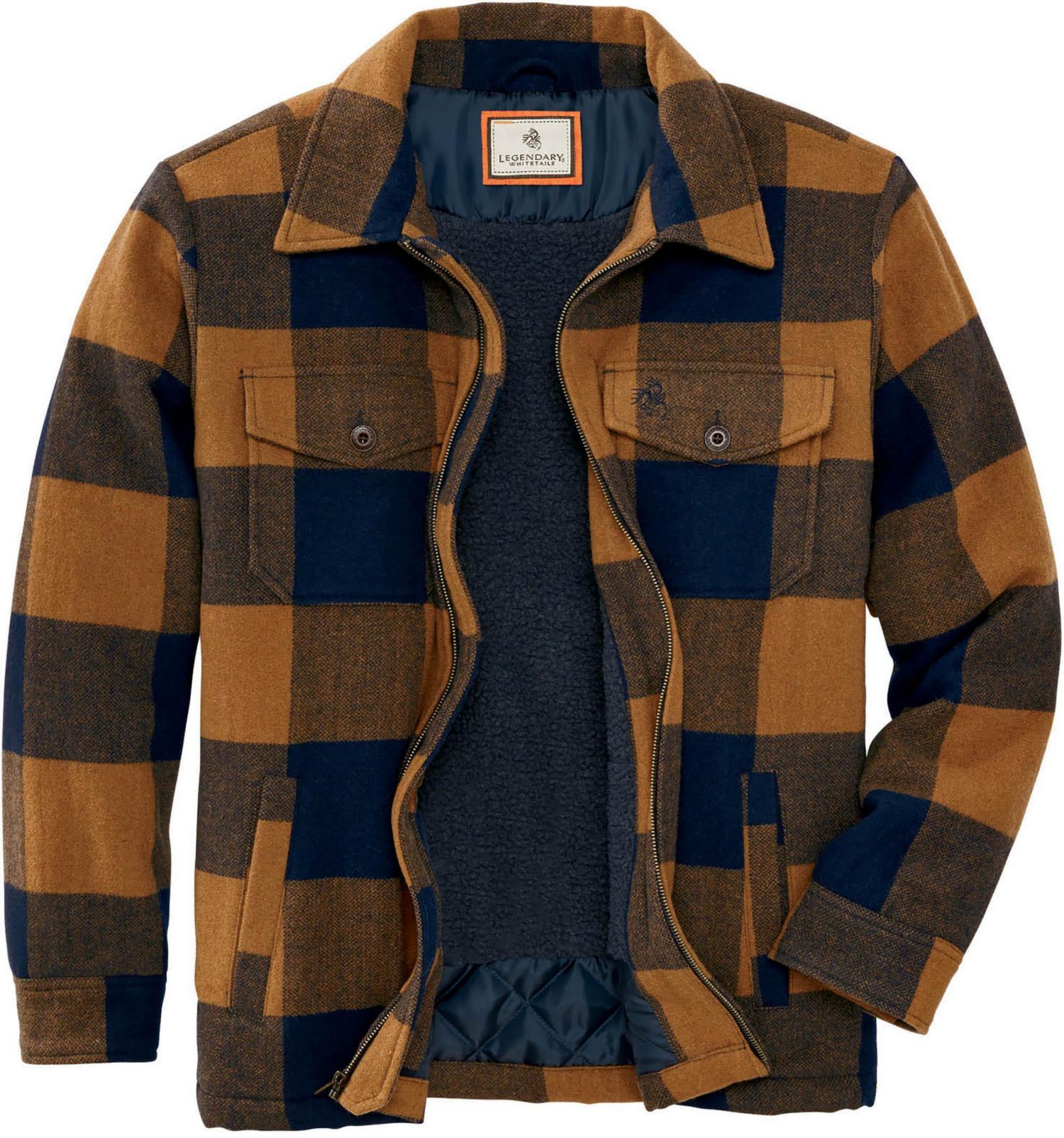 Big & Tall Wool Sherpa Lined Heavyweight Zip Up Coat