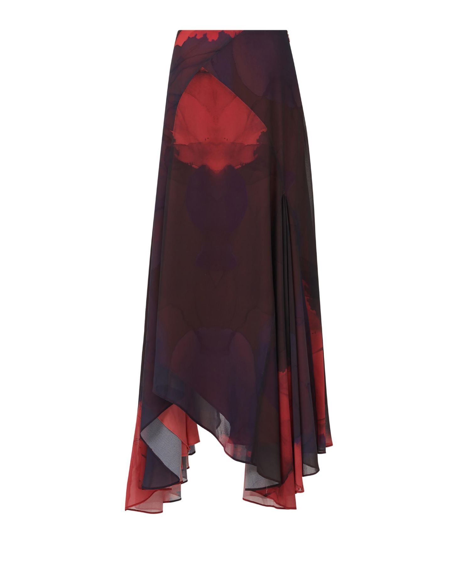 Women's Paneled Printed Asymmetric Hem Maxi Skirt