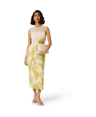Women's Wedding-Guest Pleated Sheath Midi Dress