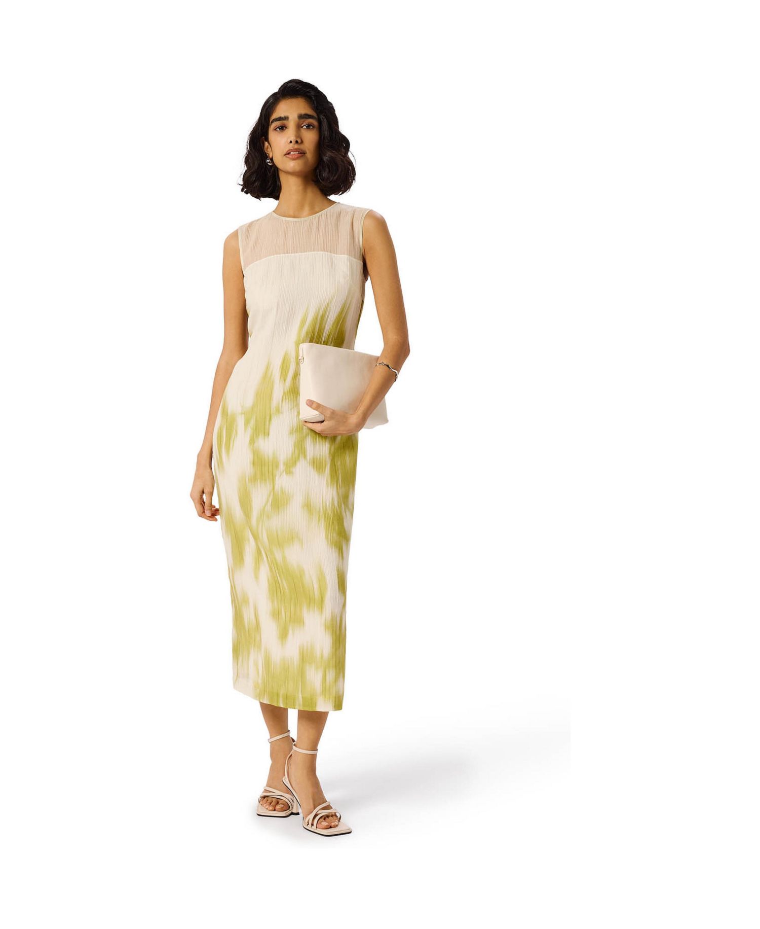 Women's Wedding-Guest Pleated Sheath Midi Dress