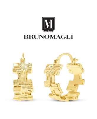 Small Dangle Hoop Earrings in Gold-Tone Brass