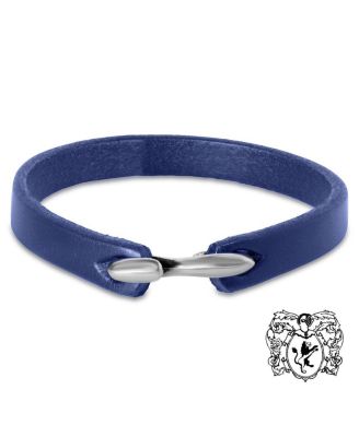 Men's Refined Genuine Leather and Stainless Steel Bracelet, 8"