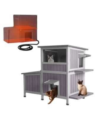 Heated Feral Cat Shelter Winter Cat Cabin with Insulation Liner
