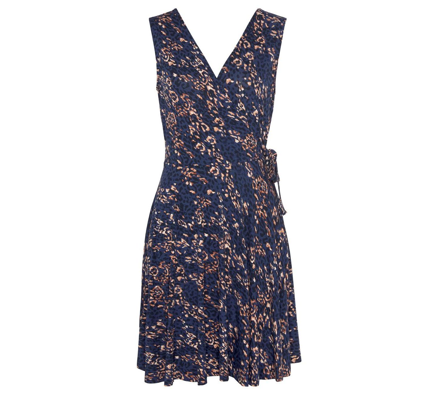 Женское платье Lascana Animal-Print Sleeveless A-Line V-Neck, цвет: Синий с принтом — фото 4