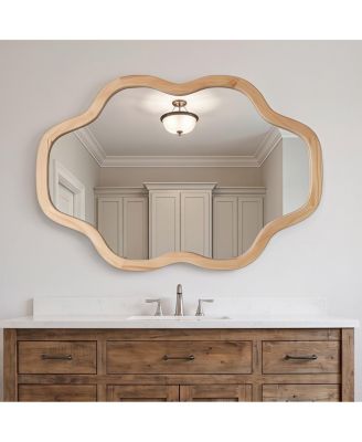 20"x30" Irregular Wood Framed Decorative Mirror, Cloud Vanity Mirror