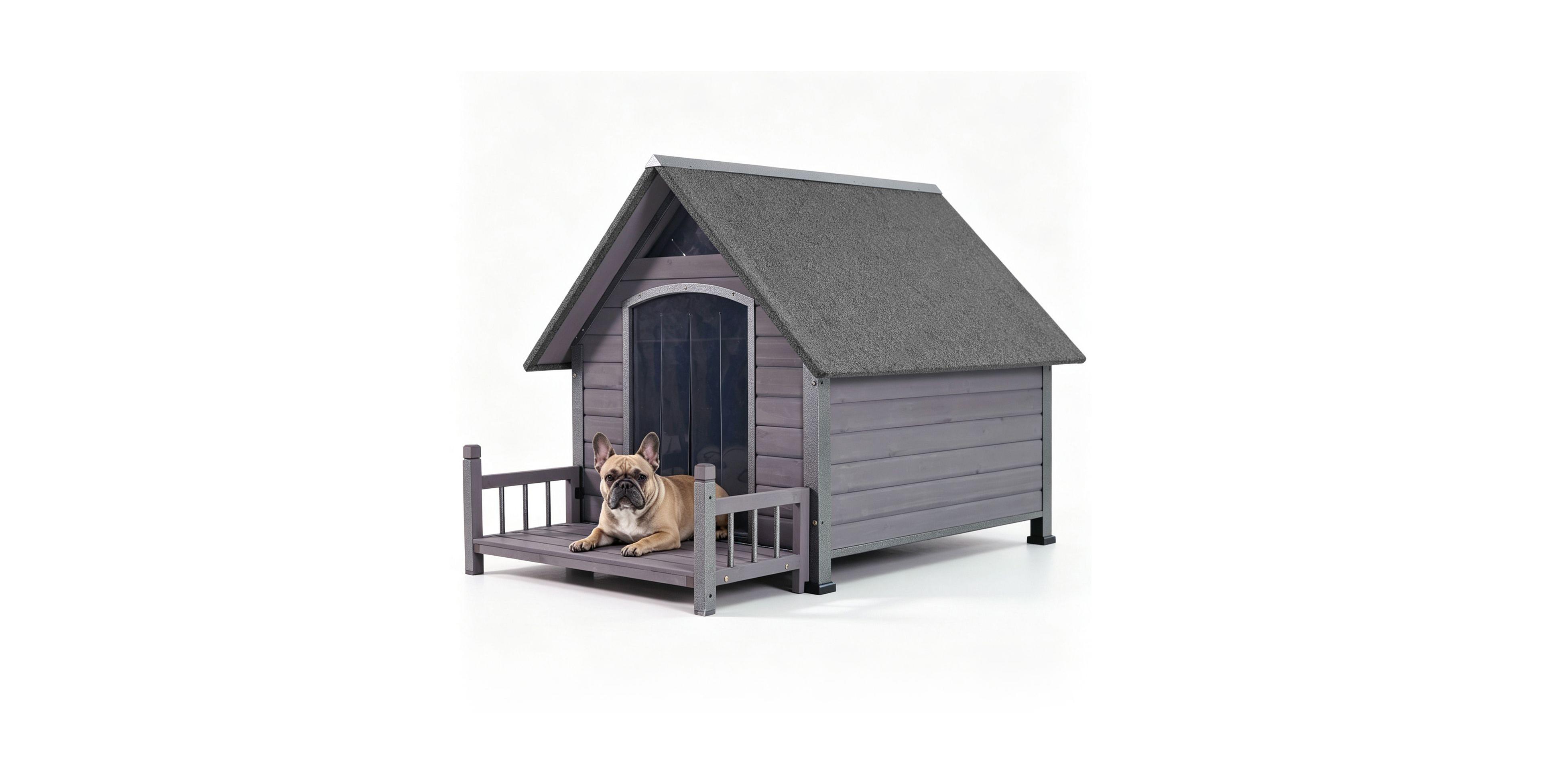 aivituvin Outdoor Dog House Porch Design with Iron Frame