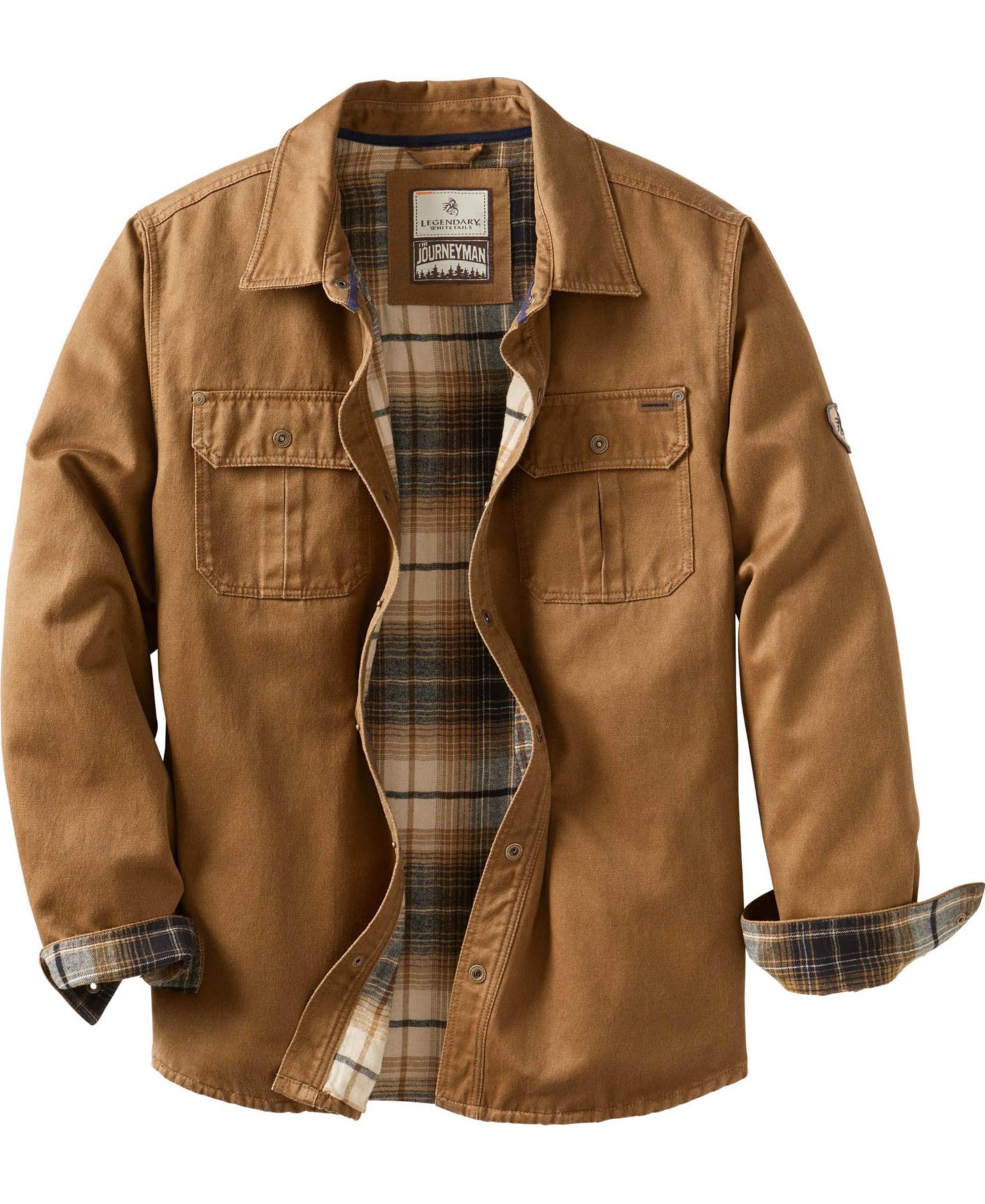 Men's Flannel Lined Water Resistant Snap Up Shirt Jacket