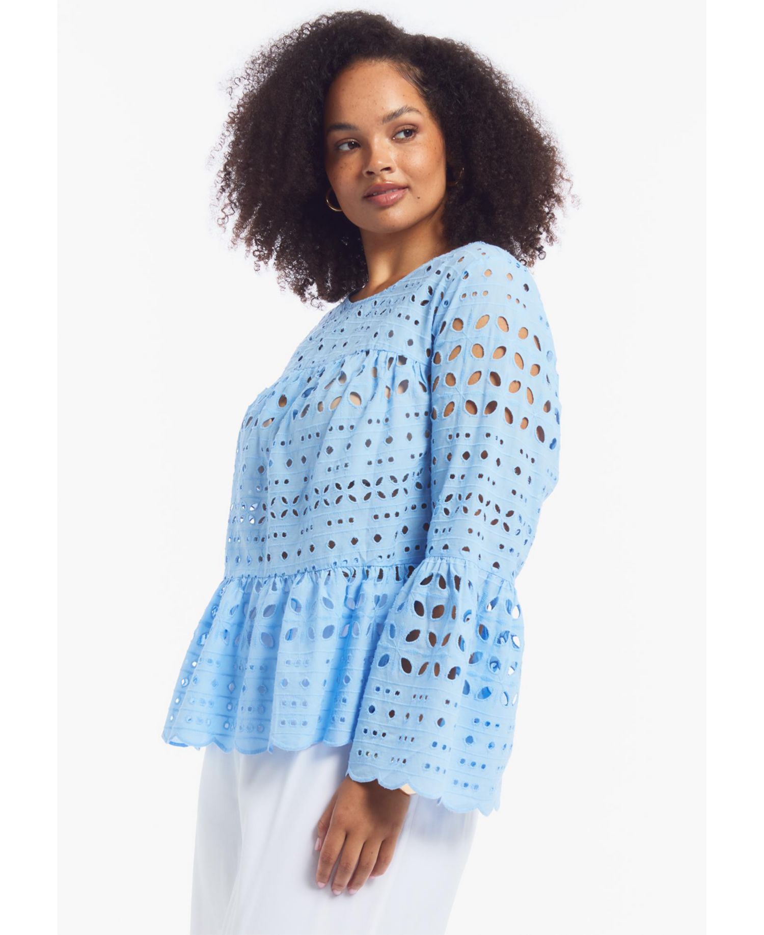 Women's June and Vie Eyelet Flounce Peplum Top