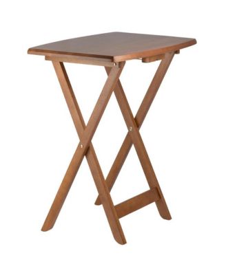 Teak Oversized Snack Tables - Sturdy Wooden TV Trays with Stand