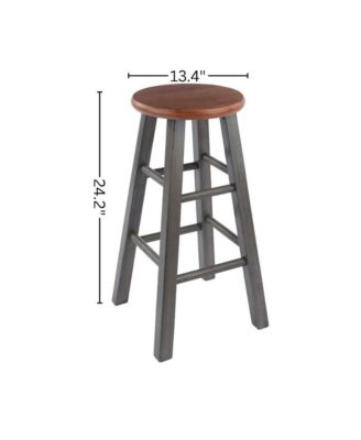24" Solid Wood Counter Stool, Weathered Teak Finish