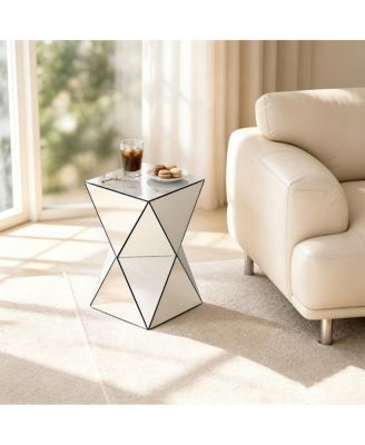 Mirrored Geometric Modern Luxe Accent End Table Nightstand