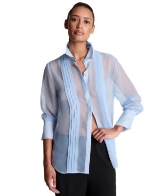 Women's Long-Sleeve Sheer Chiffon Blouse