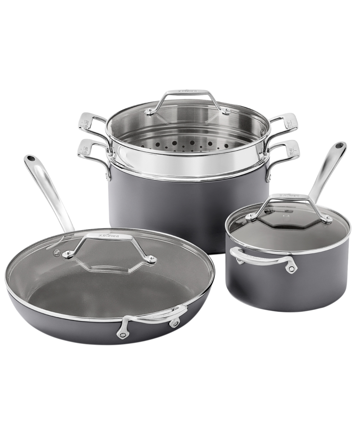 All-Clad Ceramic Nonstick 7-Piece Cookware Set - Gray