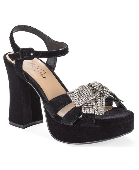 Женские сандалии Wild Pair Keiiko Block-Heel Embellished-Bow Dress Sandals, цвет: Чёрный