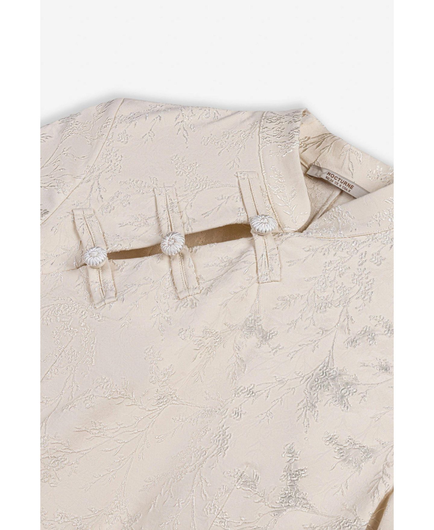 Женская блузка NOCTURNE Short-Sleeve Floral-Print with Chinese Button Detail, цвет: Белый — фото 6