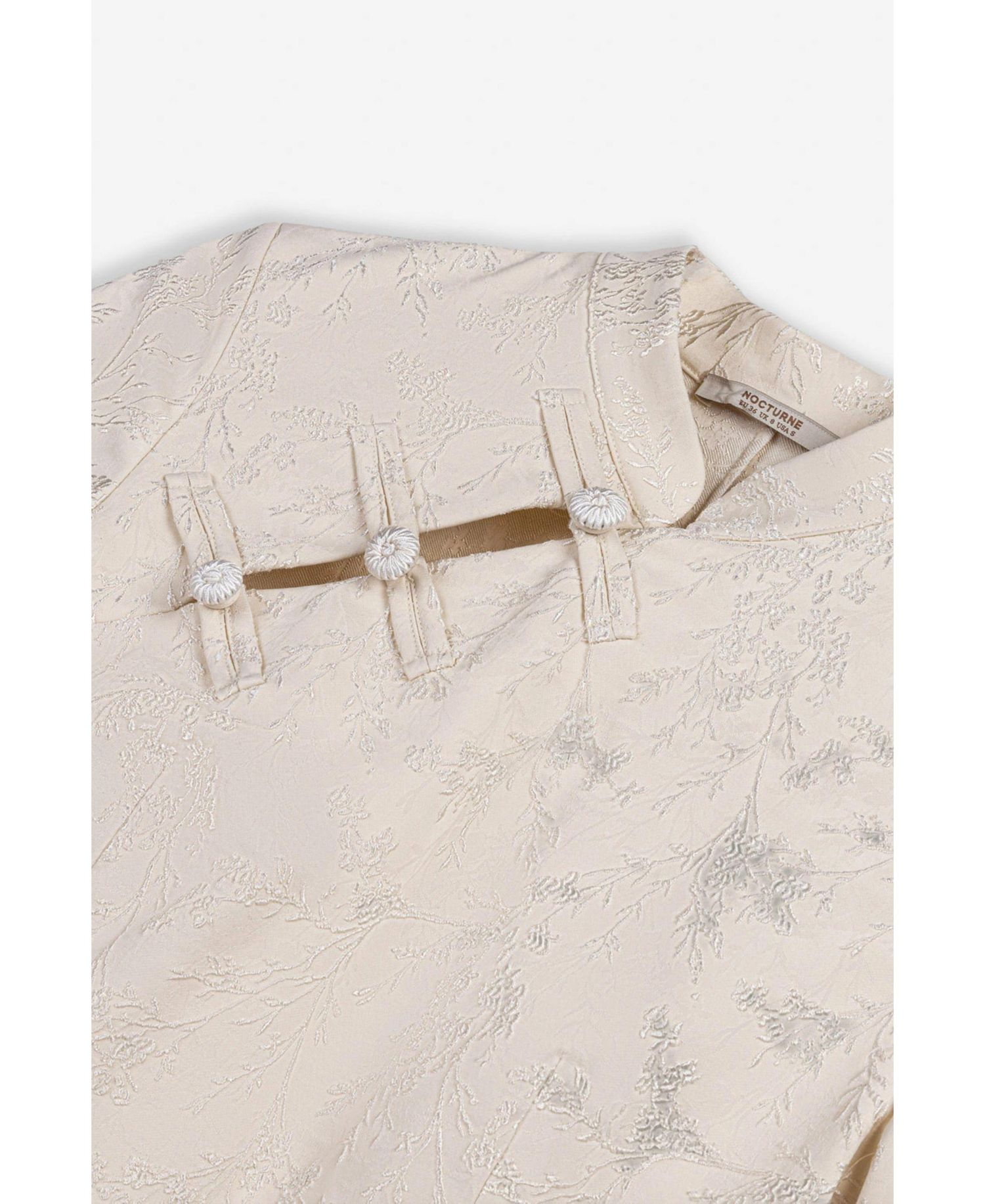 Women's Short-Sleeve Floral-Print Blouse with Chinese Button Detail