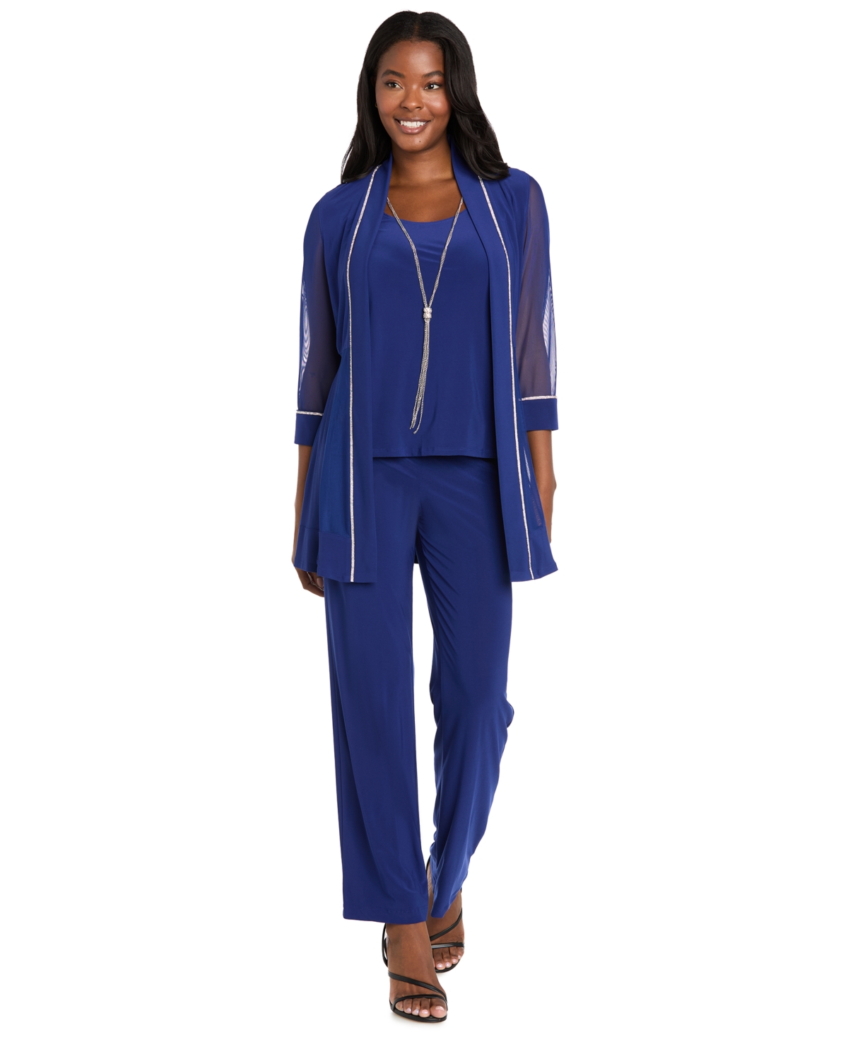 R & M Richards Women's Layered-Look Top & Pants - Royal