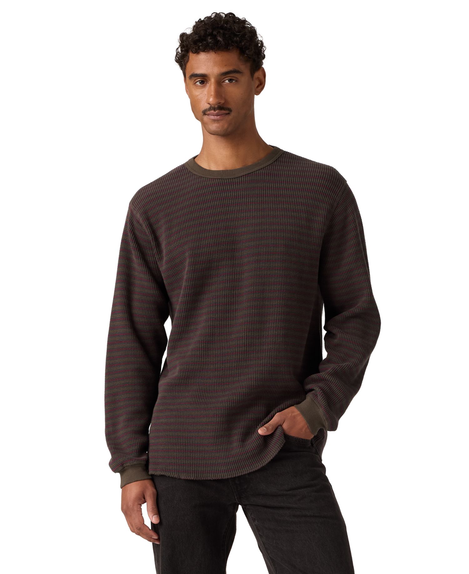Men's Long-Sleeve Thermal Waffle-Knit T-Shirt