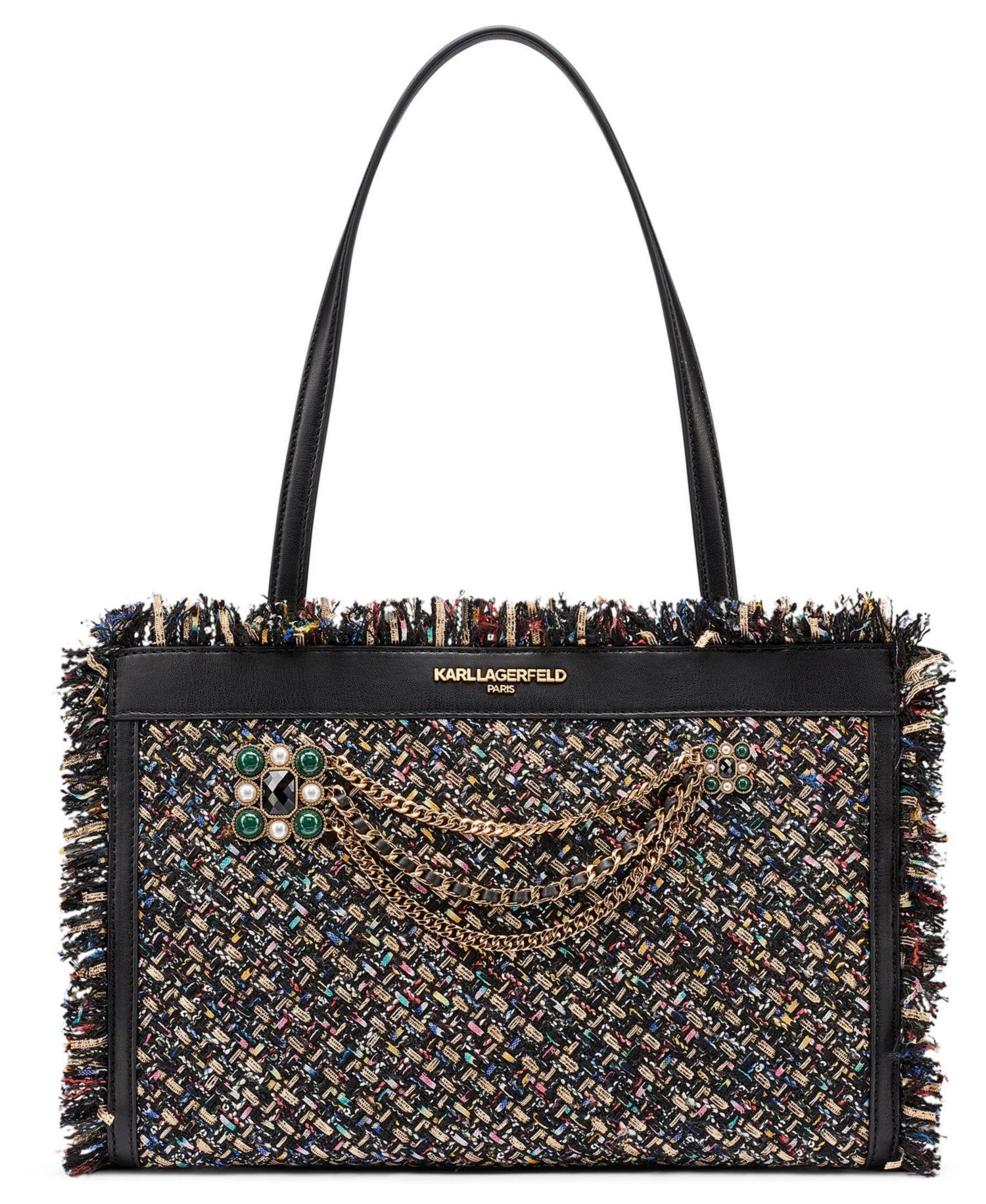 Jade Tweed Shopper Top Handle Tote Handbag