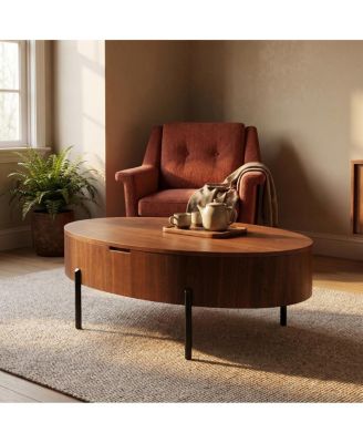 43.3" Height-Adjustable Coffee Table with Storage
