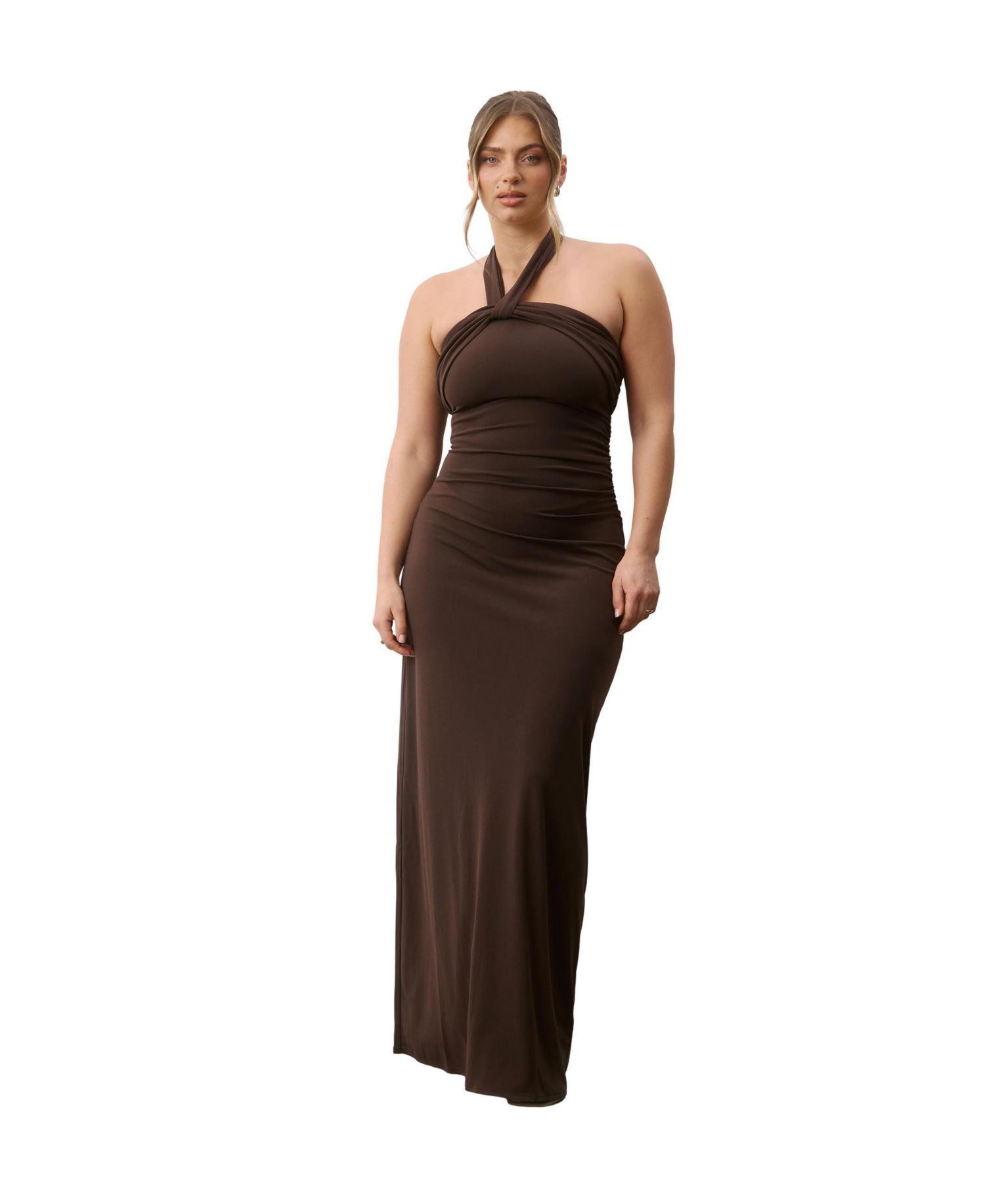Women's Halter Neck Sculpt Bridesmaid Dress