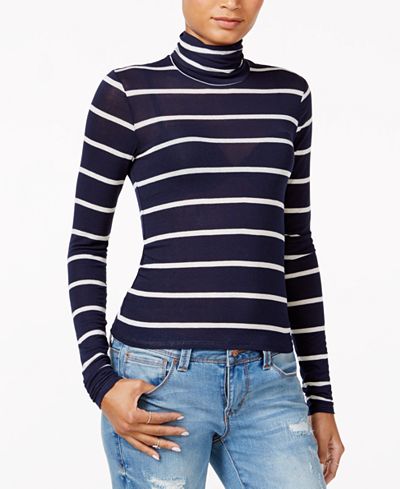 chelsea sky Striped Turtleneck, Only at Macy's