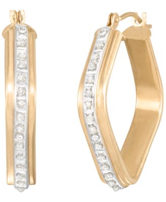 Diamond Square-Shape Hoop Earrings (0.01 ct. t.w.) in 10k Yellow Gold