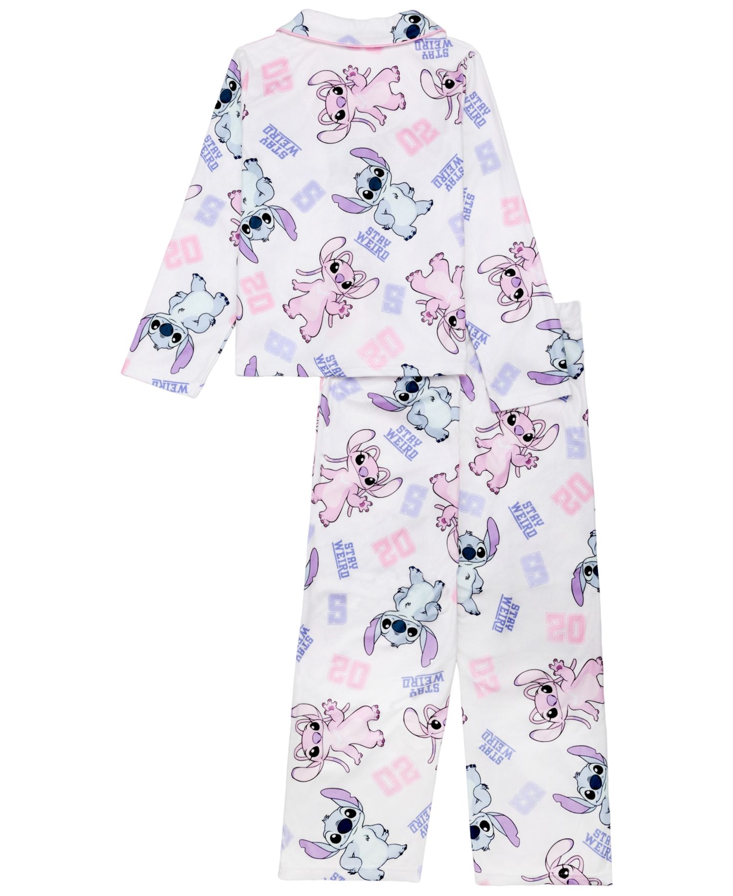 Girls' 4-10 Team Stitch and Angel Long-Sleeve Pajama, 2-Piece Set