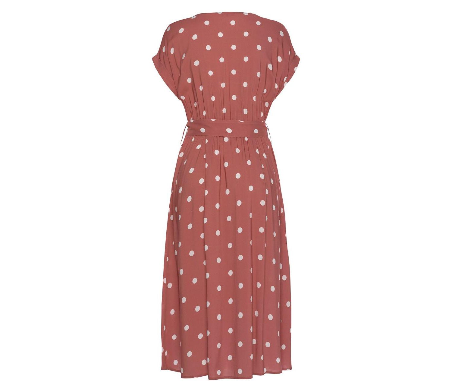 Women's Polka-Dot Short-Sleeve Belted Midi Dress