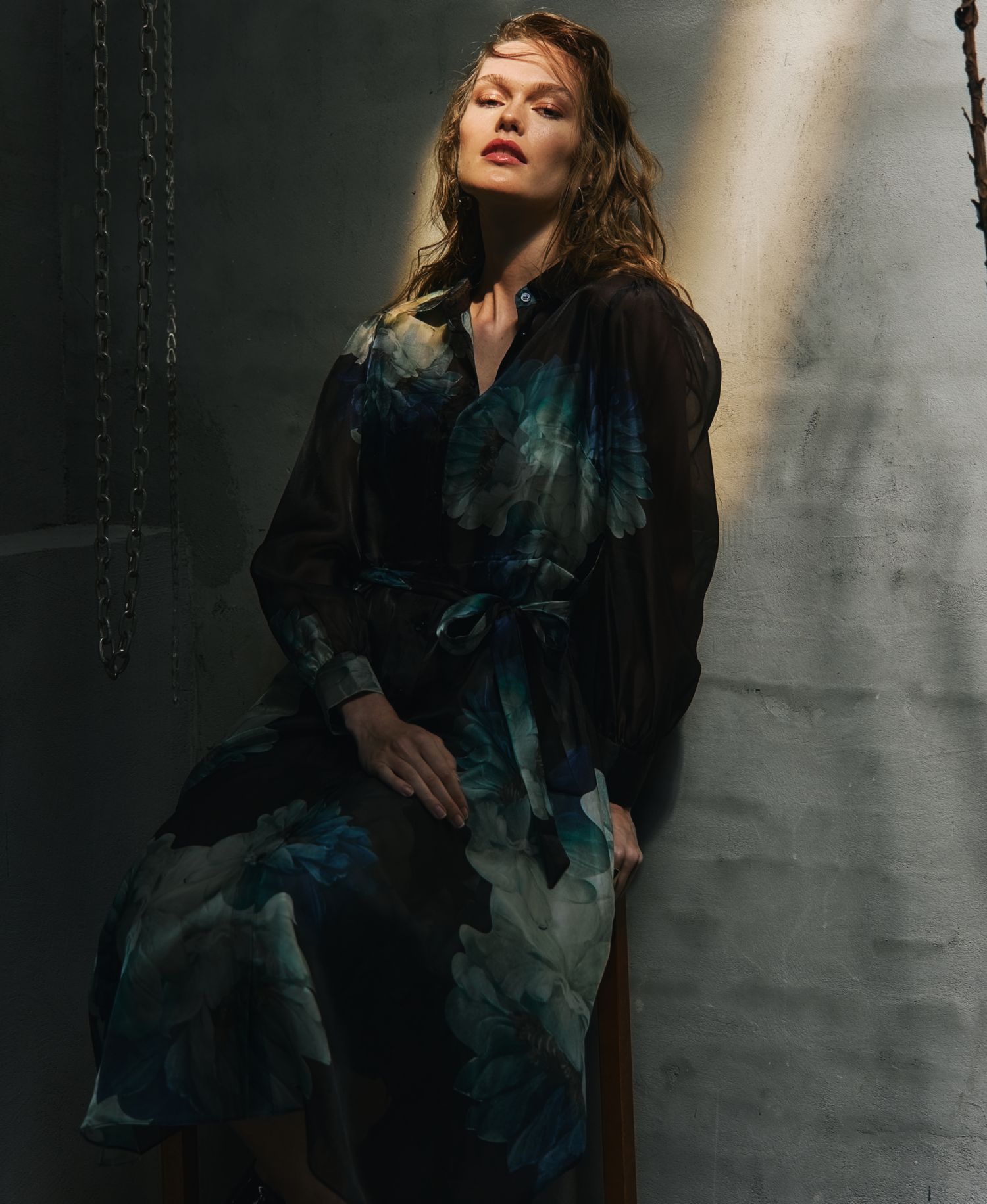 Women's Romy Floral-Print Midi Long-Sleeve Dress