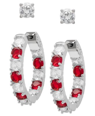 Lab-Grown Ruby and Lab-Grown White Sapphire Stud Earrings (4.9 ct. t.w.) in Sterling Silver