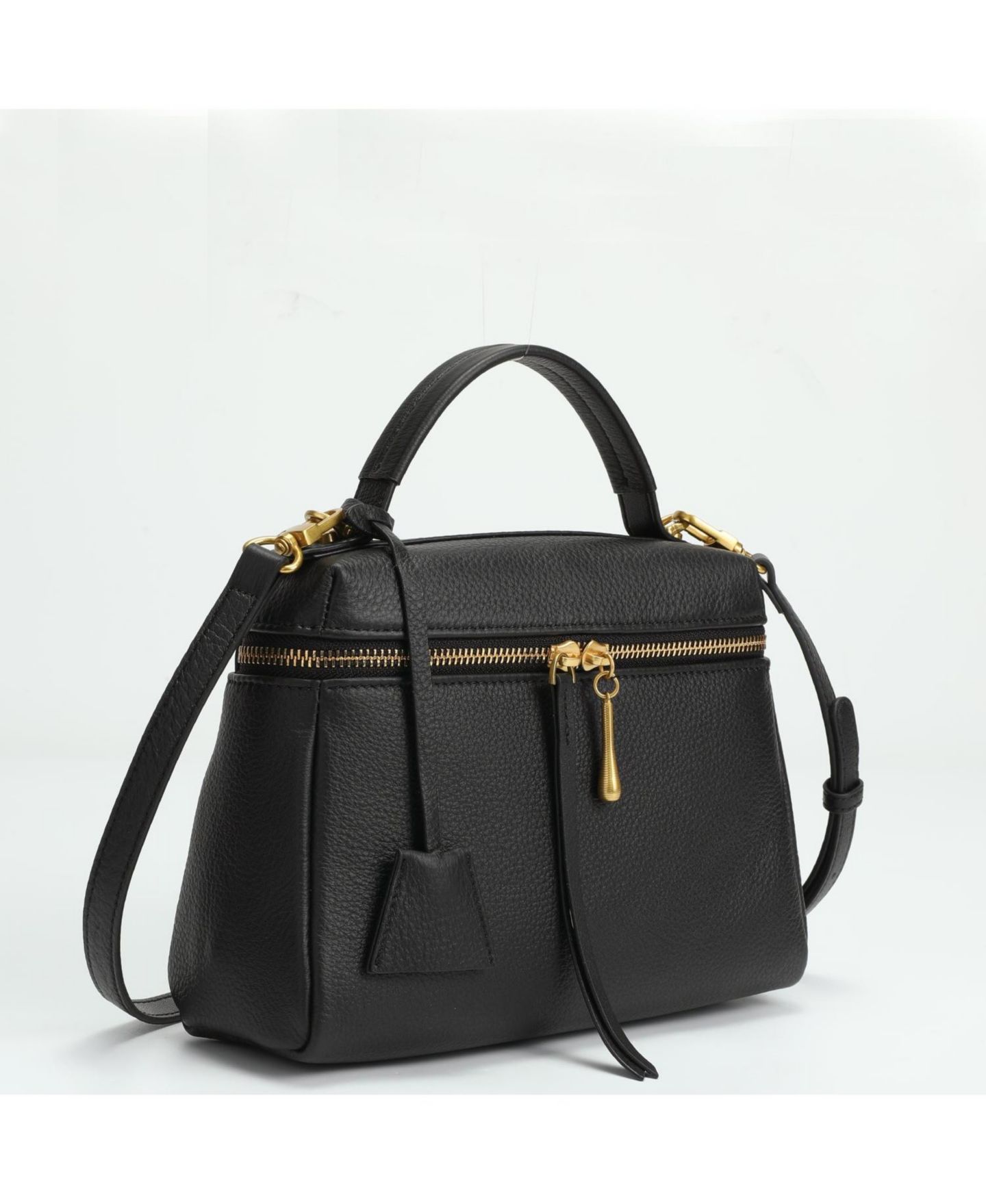 Женская сумка SUSU Arden Genuine Leather Top Handle Satchel, Small Crossbody, Structured Shoulder Purse with Adjustable Strap and Zip Closure, цвет: Чёрный / Оникс чёрный — фото 4