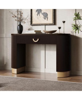  Modern Console Table with Drawer, Fluted Design and Accents