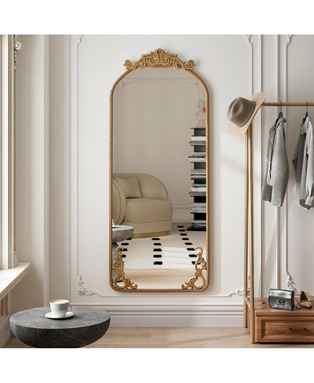 Laoties 58" Vintage Arched Wall Mirror with Ornate Top and Bottom Crest Decorative Full Length Mirror