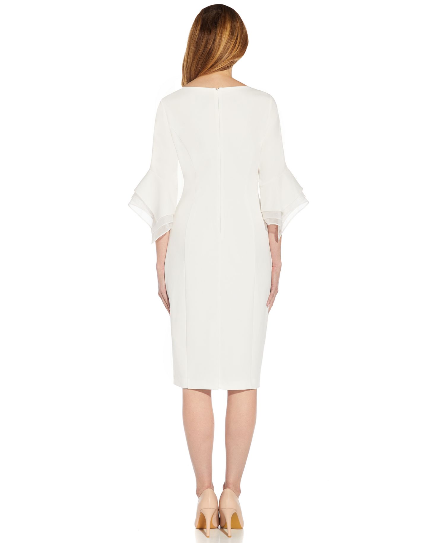 Women's Crepe Tiered-Sleeve Sheath Dress