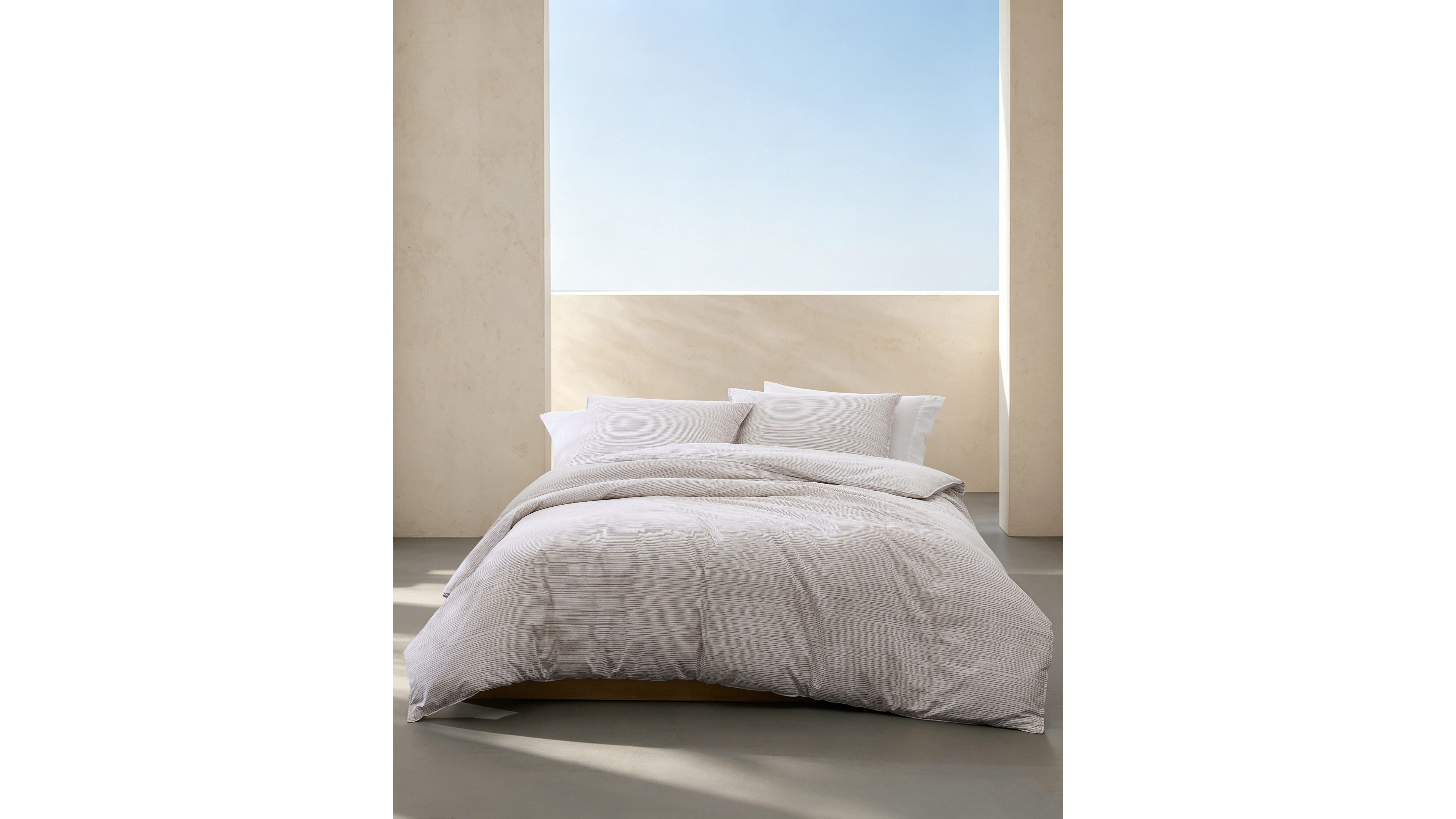 Calvin Klein Wavy Stripe Washed Cotton Percale 3-Piece Duvet Set, King