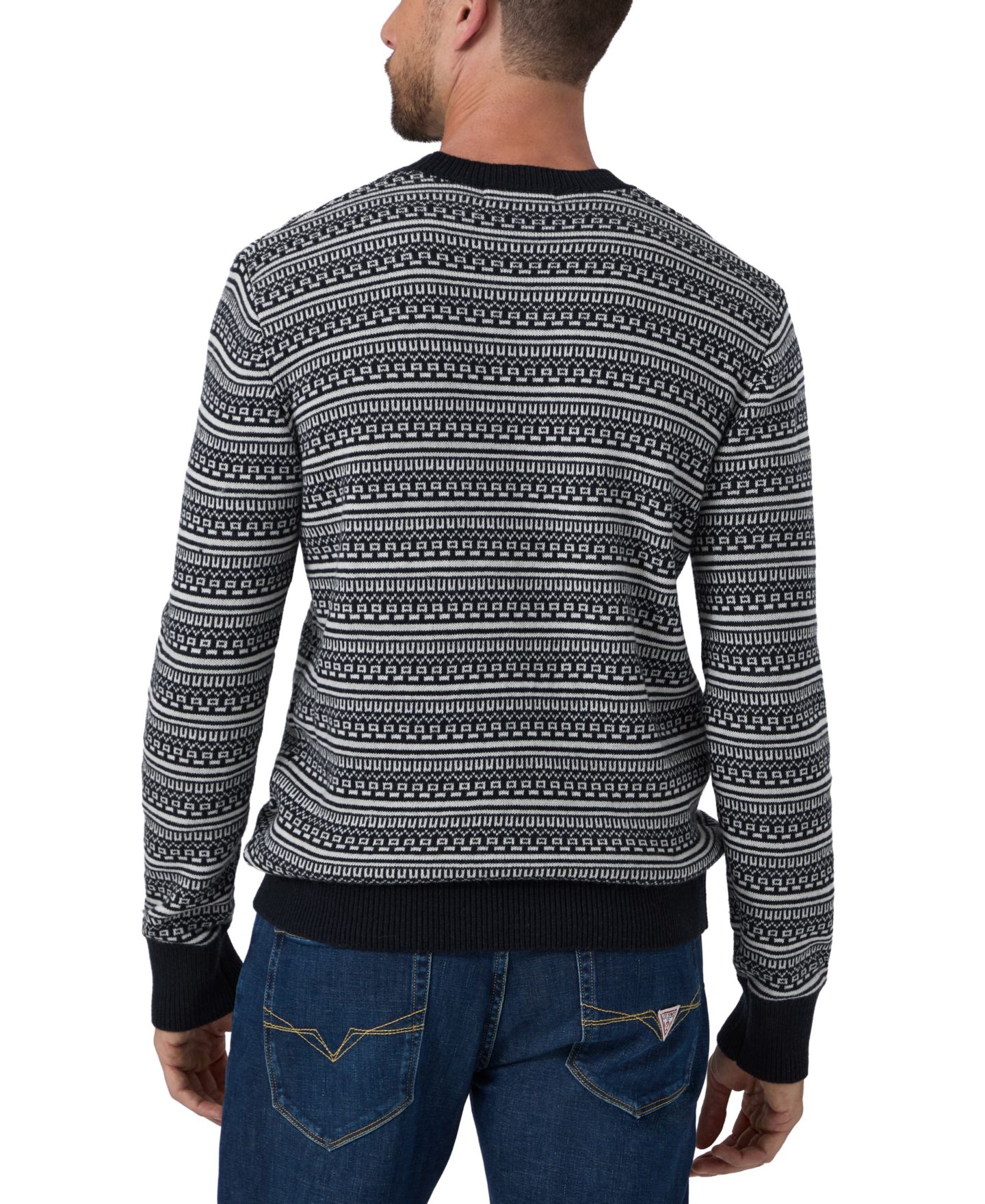 Мужской жаккардовый свитер Guess Niklas с круглым вырезом, цвет: Geometric Jacquard — фото 8
